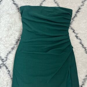 Lucy in the Sky Strapless Ruched Dark Emerald Green Dress